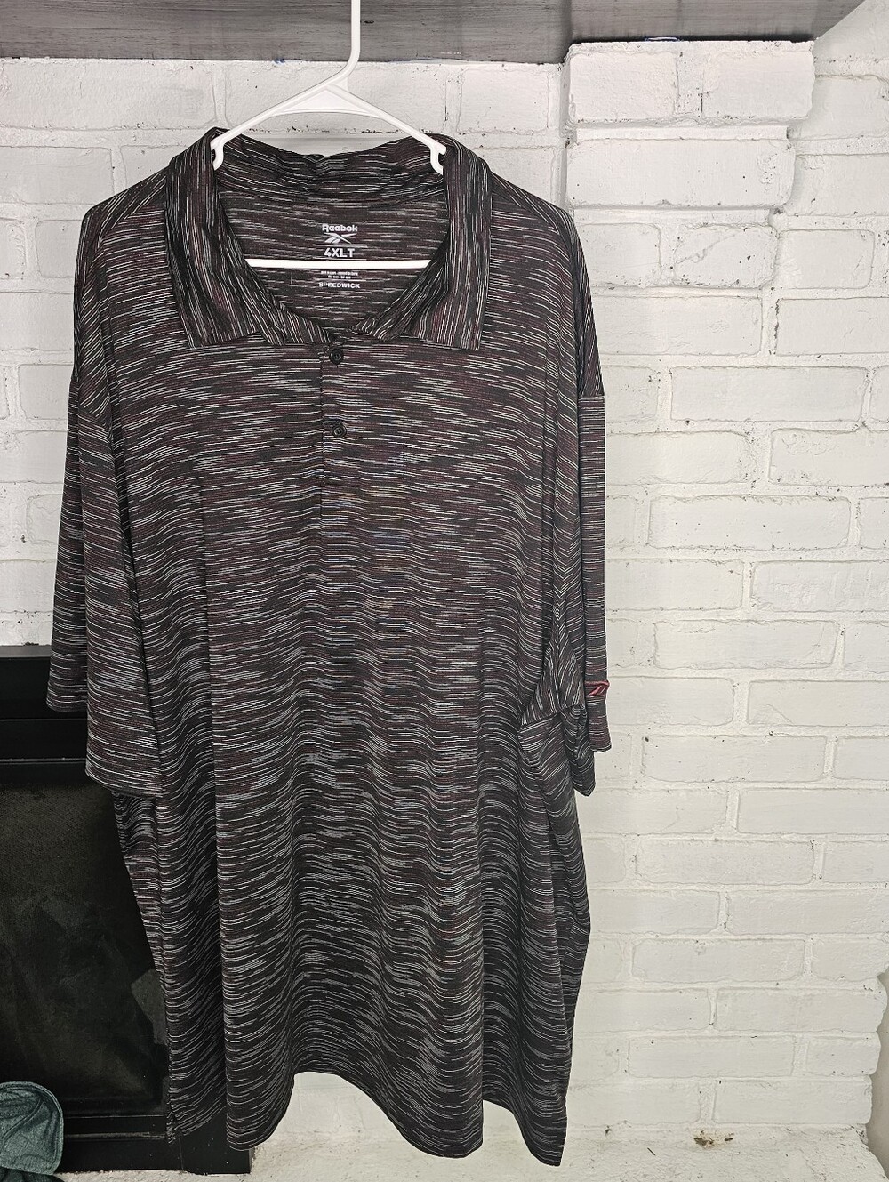 Reebok Men’s Black & Gray Space-Dye Polo